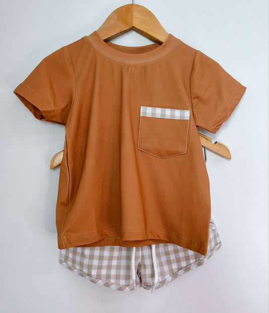 MAPLE PETAL PLAID BOY SHORT SET