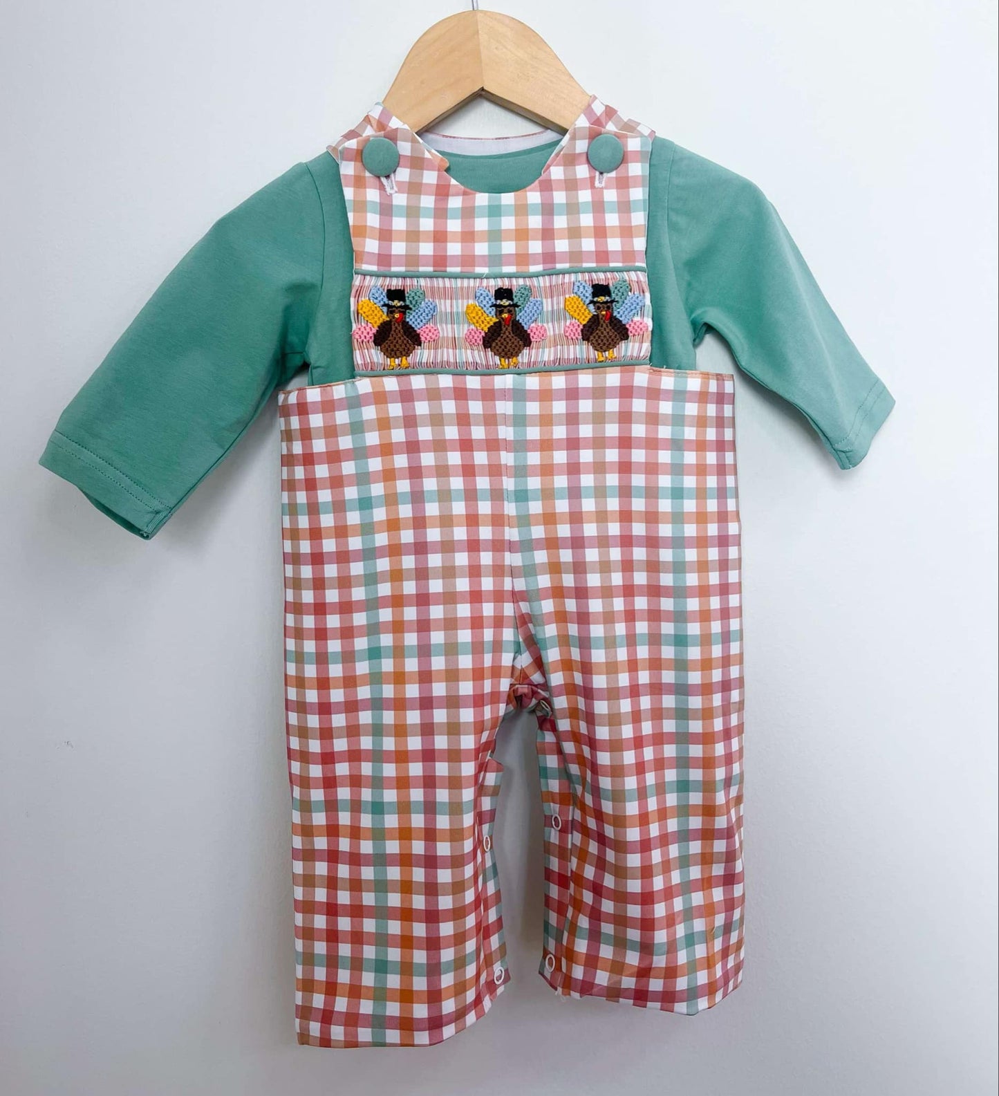 GINGHAM TURKEY SMOCKED LONGALL