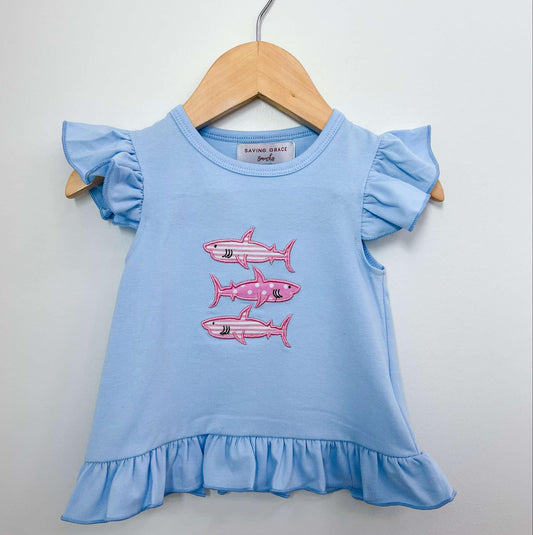 GIRLS SHARK TRIO SHIRT ONLY