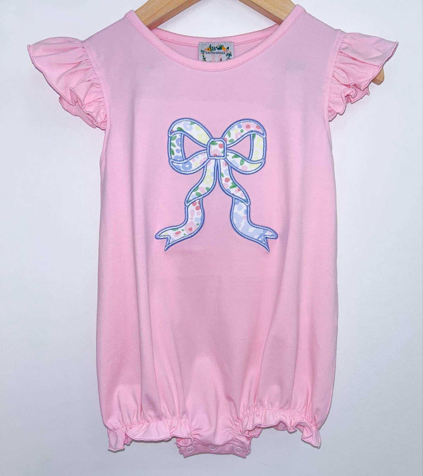 GIRL SOUTHERN BLOOMS BOW BUBBLE (short sleeve)