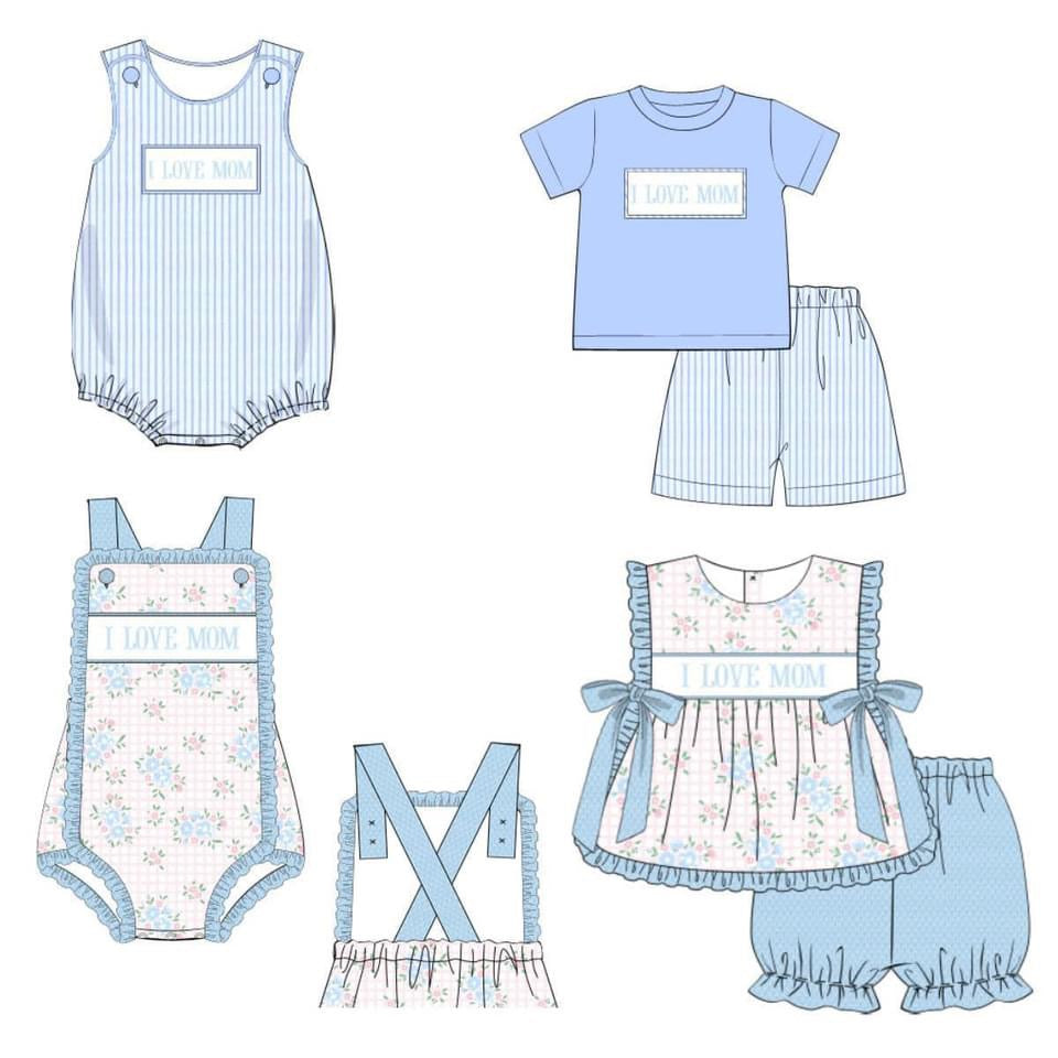 SUMMER BLUES NAME SMOCK BOY SHORT SET