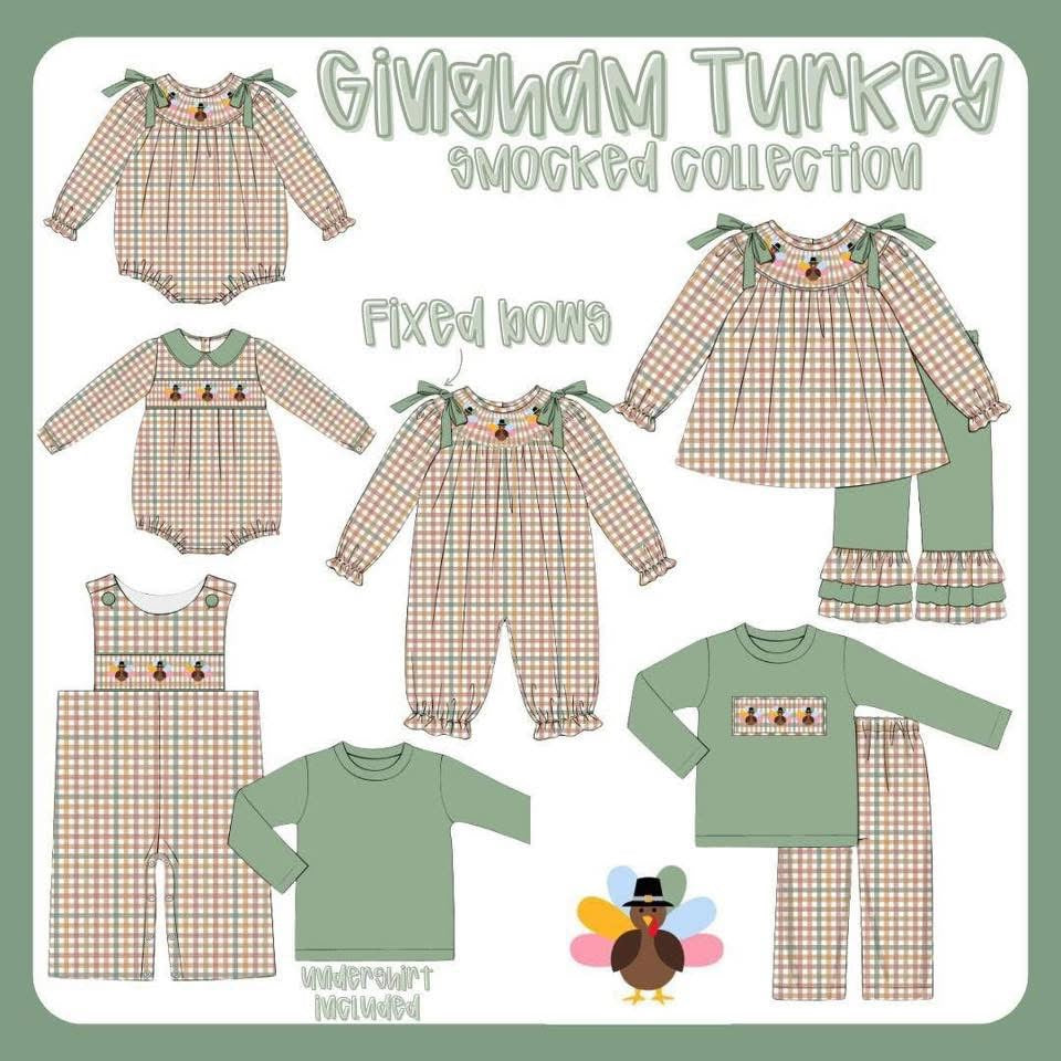 WS PO87: Gingham Turkey Smocked Collection