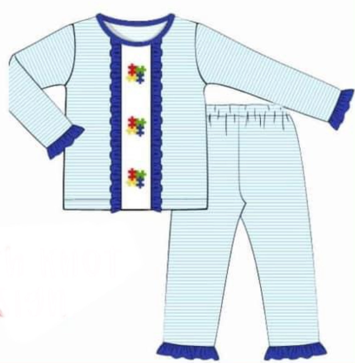 WS PO72.5: Girls Autism Awareness Pajama Set