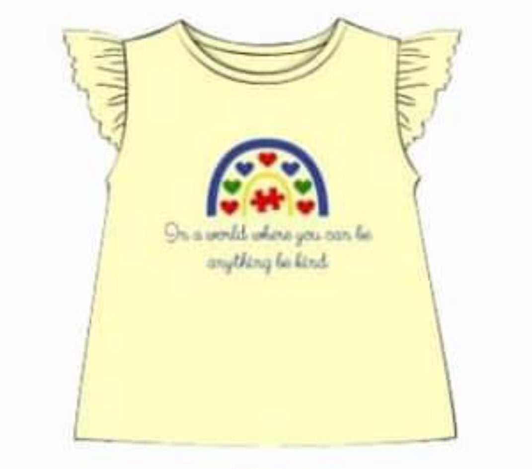 WS PO72.5: Girls Autism Awareness Yellow Shirt