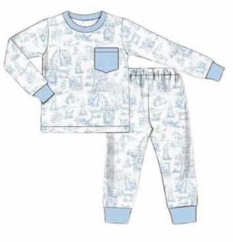 WS PO72.5: Boys Peter Rabbit Toile Pajama Set