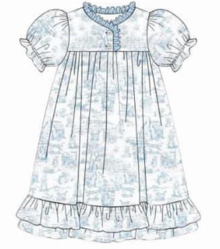 WS PO72.5: Girls Peter Rabbit Toile Pajama Gown