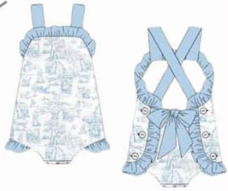 WS PO72.5: Girls Peter Rabbit Toile Sunsuit