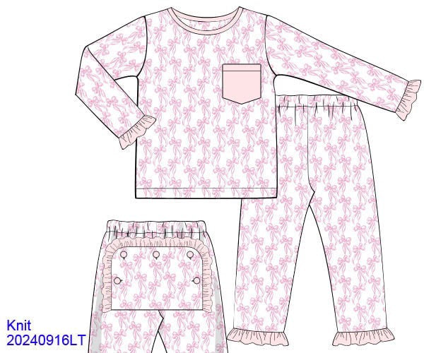 BLUSH BOWS GIRL LOUNGE SET