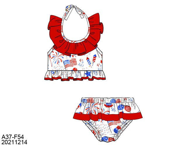 RED, WHITE, AND BLUE SWIM GIRL 2PC