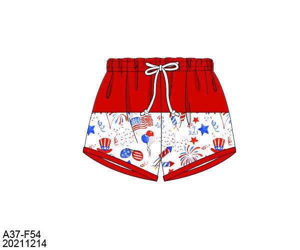 RED, WHITE, AND BLUE SWIM BOY TRUNKS