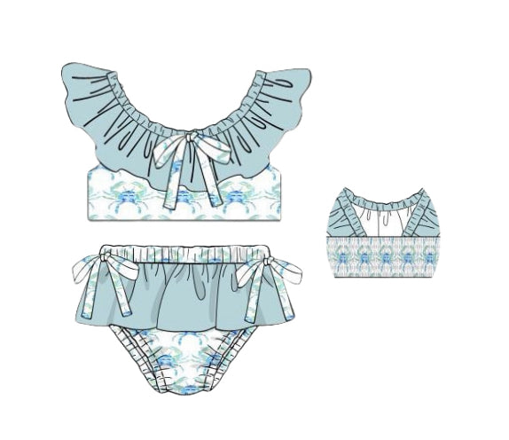 WS PO82: Girls Blue Crab 2pc. Swim