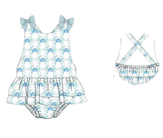 WS PO82: Girls Blue Crab 1pc. Swim