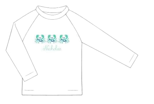 WS PO82: Boys Blue Crab Rashguard Shirt