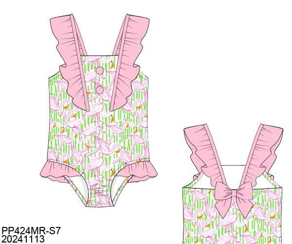 TROPICAL FLAMINGOS SWIM GIRL 1PC