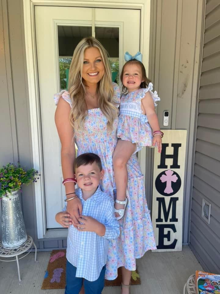 BOTANICAL GINGHAM MOM DRESS