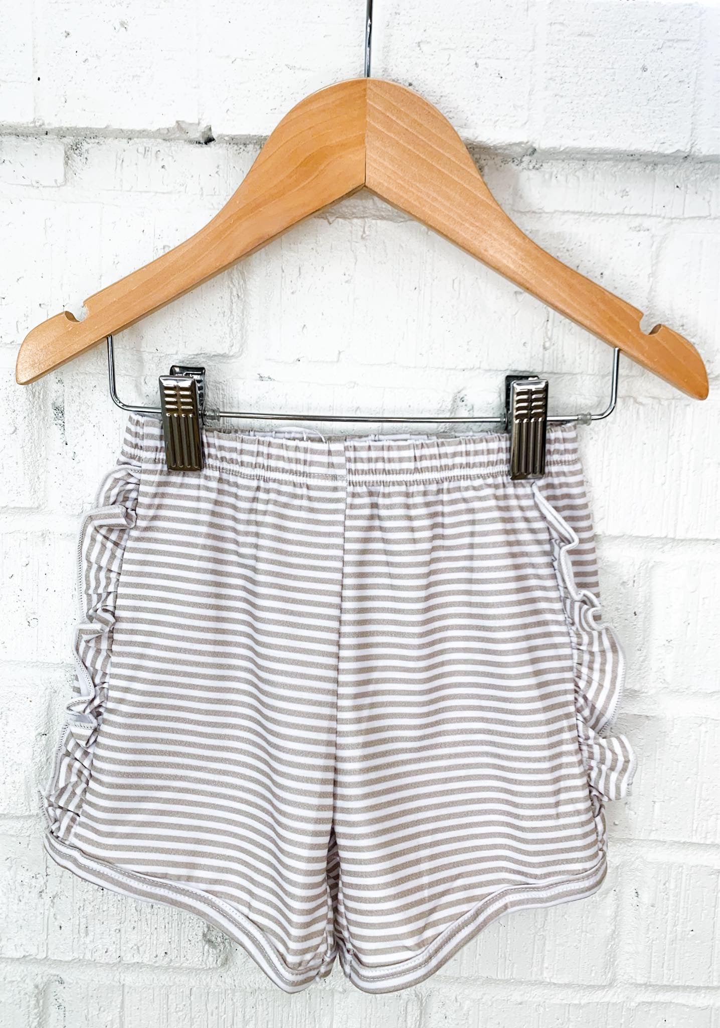 GIRLS KHAKI KNIT SHORTS