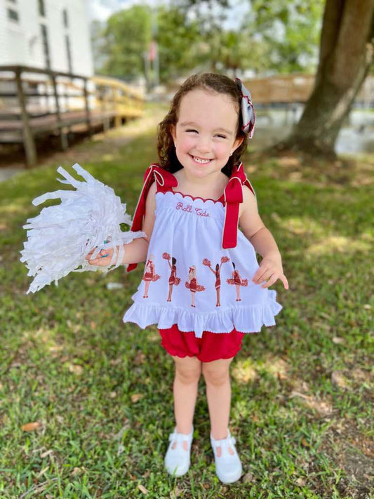 CRIMSON AND GREY PRINTED CHEER BLOOMER SET