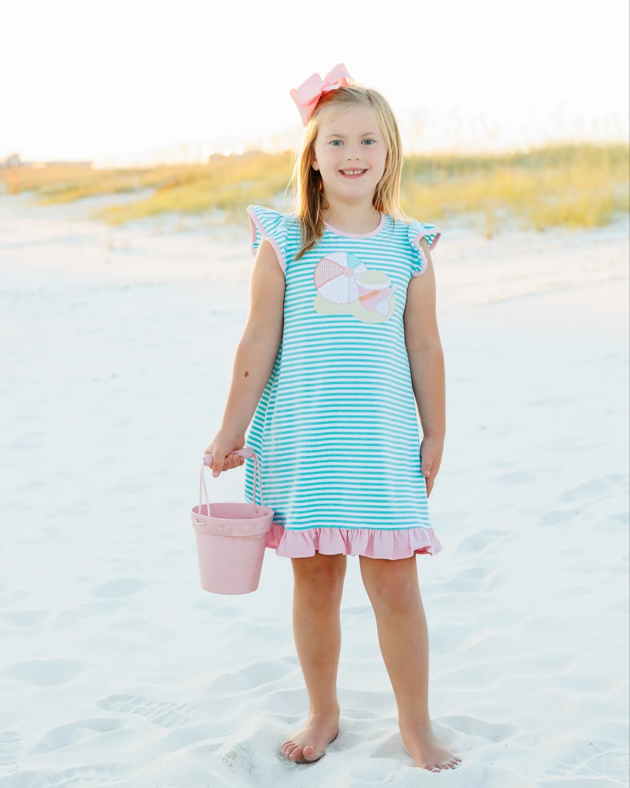 GIRL BEACH DAY FLUTTER DRESS