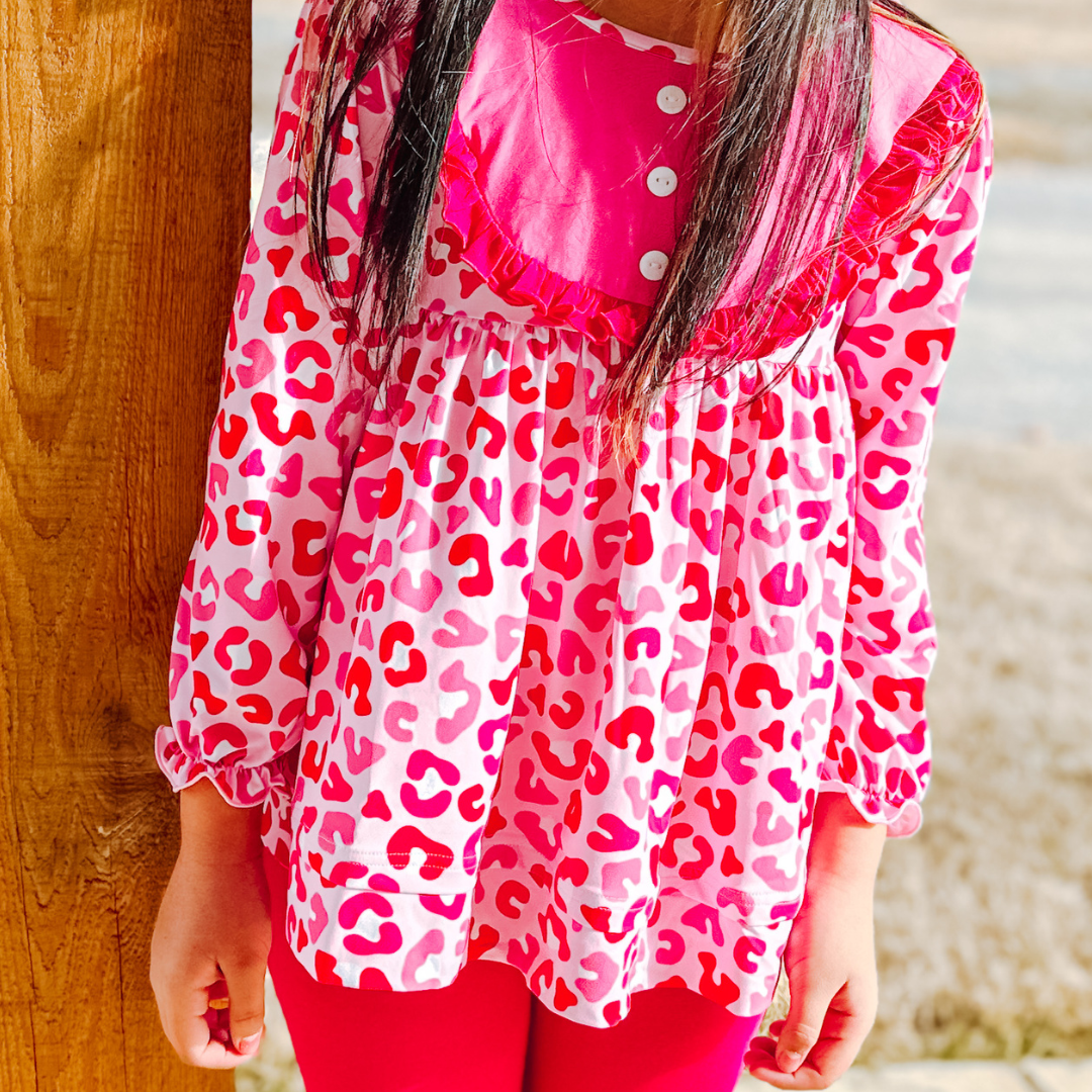 MOMMY & ME LEOPARD MAGENTA GIRLS PANT SET