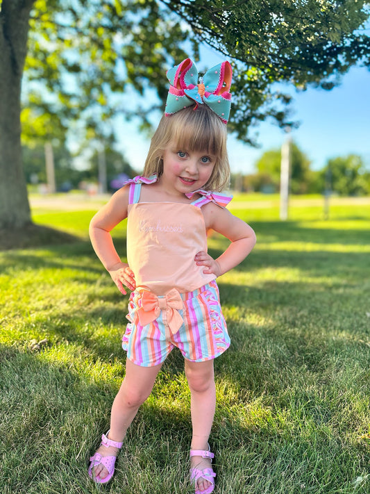 SUMMER STRIPED GIRL SHORT SET