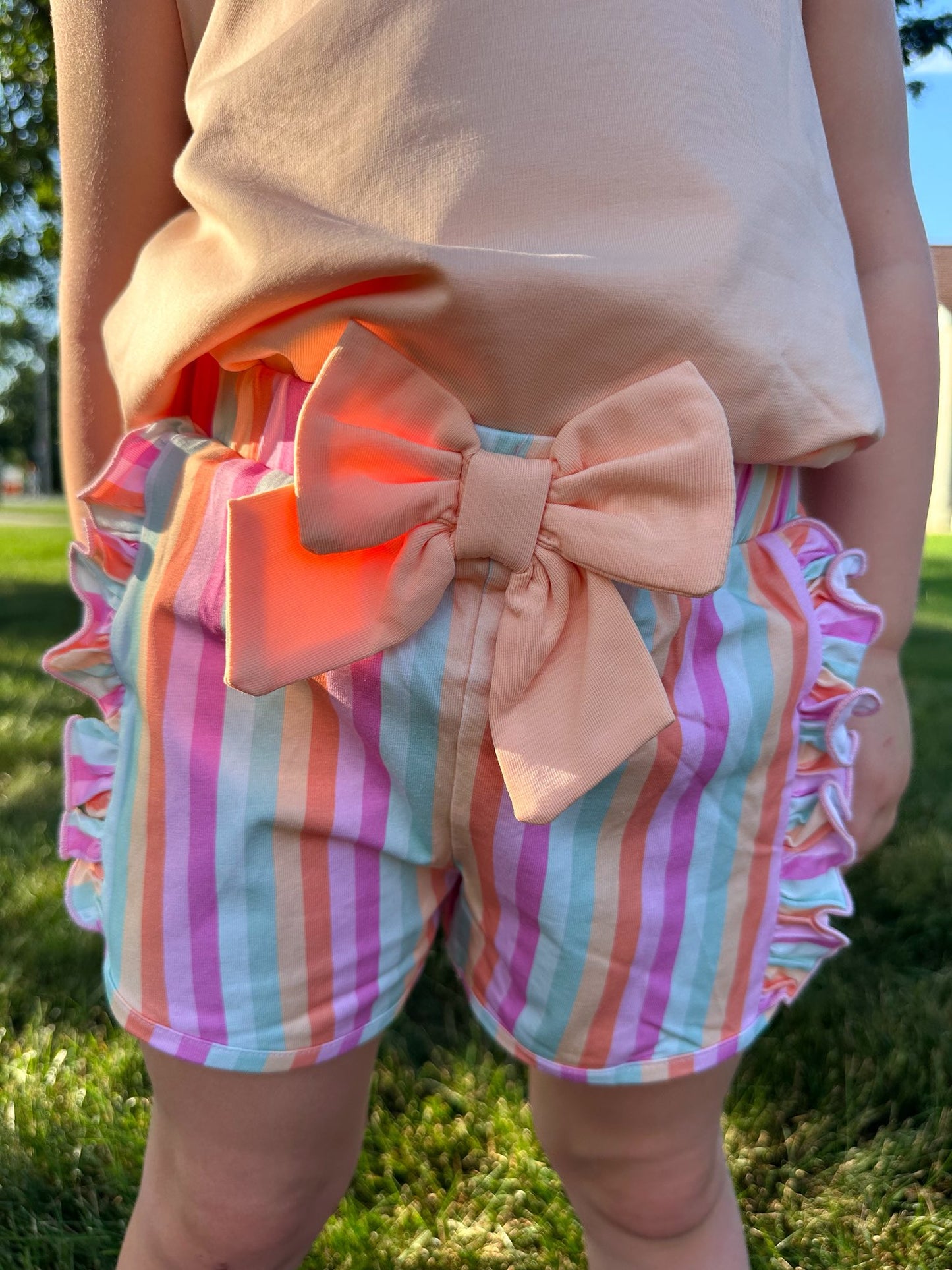 SUMMER STRIPED GIRL SHORT SET