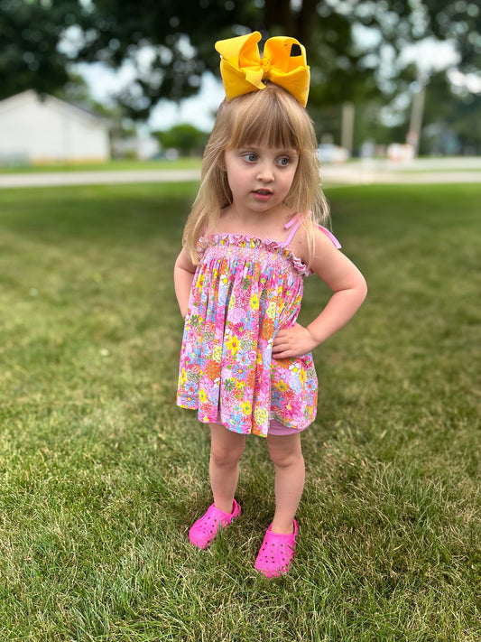 PINK TROPICS GIRL SHORT SET