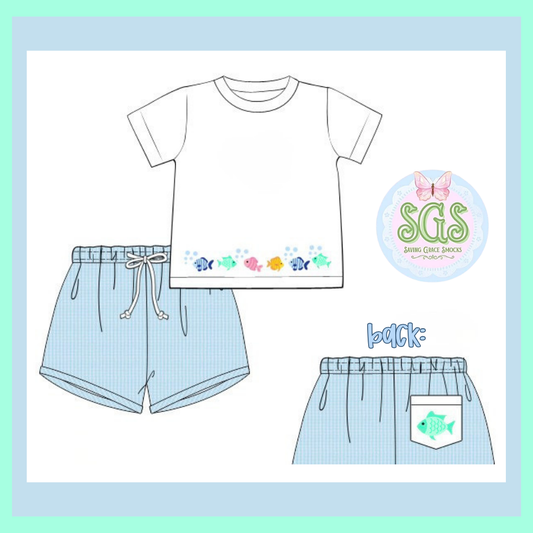BOYS FISH TALES SHORTIE SET