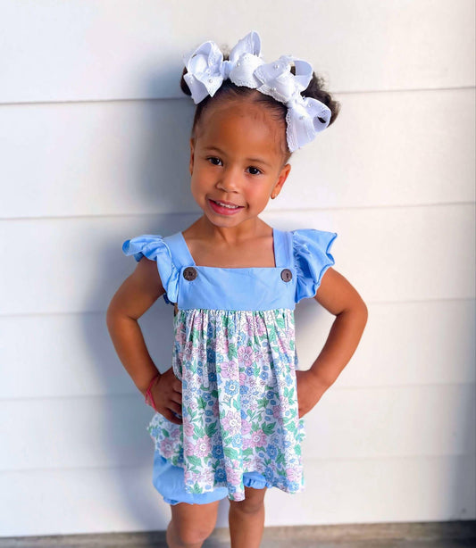 FLORAL & STRIPES GIRL SHORT SET