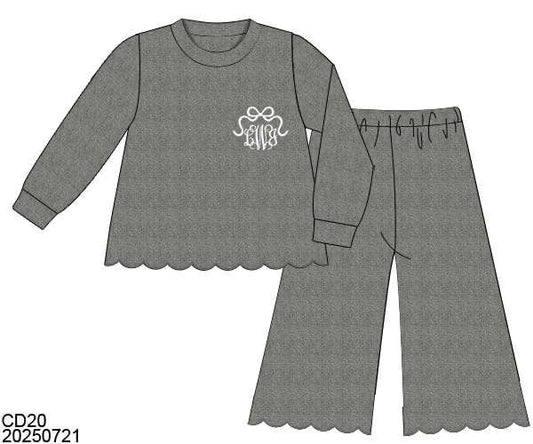 WS PO80: Girls Flared Cardigan Set GRAY