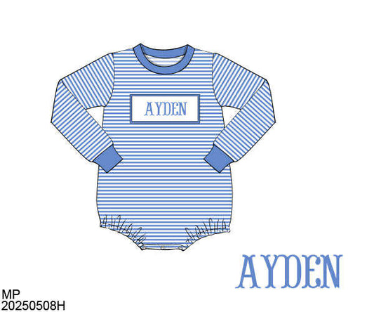 WS PO80: Boys Periwinkle & Trellis Name Smock Bubble
