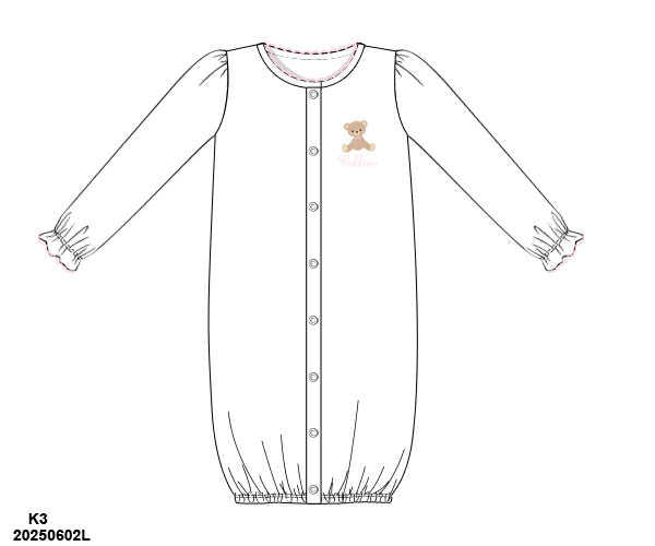 WS PO80: Girls Embroidered Bear Gown