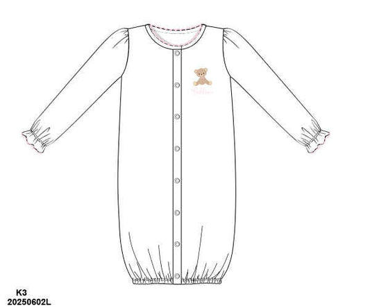 WS PO80: Girls Embroidered Bear Gown