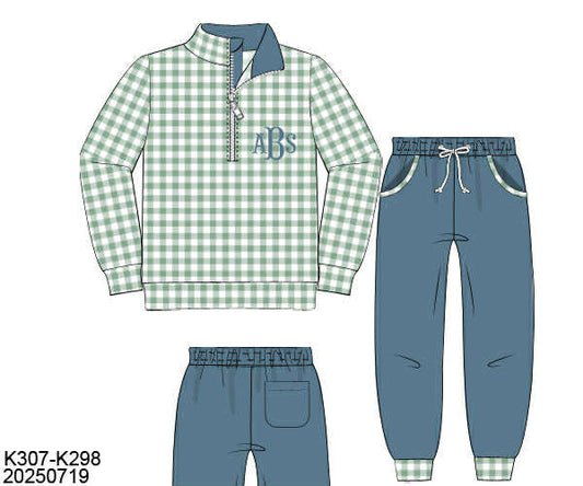 WS PO80: Boys Winter Jogger Set GREEN/BLUE