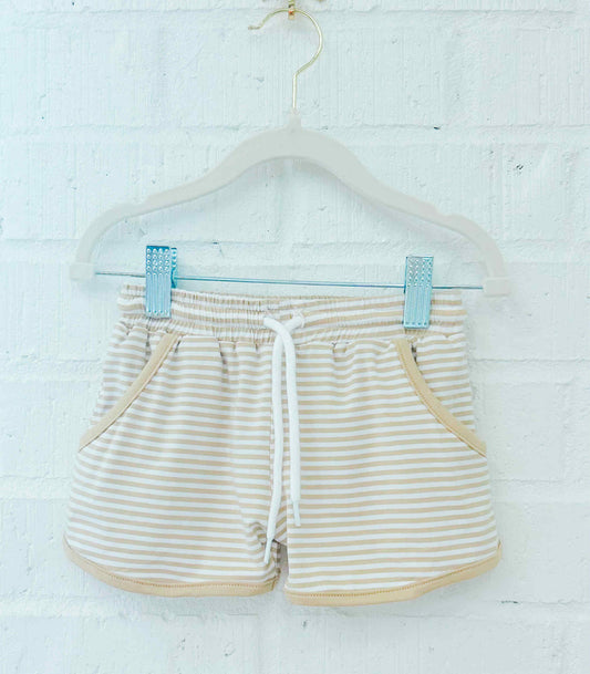 BOYS KHAKI STRIPE KNIT SHORTIES