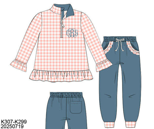 WS PO80: Girls Winter Jogger Set PEACH/BLUE
