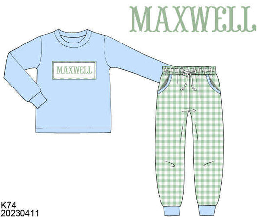 WS PO80: Boys Blue/Green Name Smock Play Set