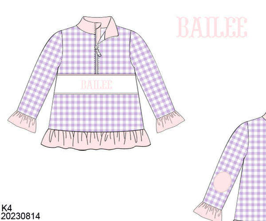 WS PO80: Girls Purple/Pink Name Smock Zip Up