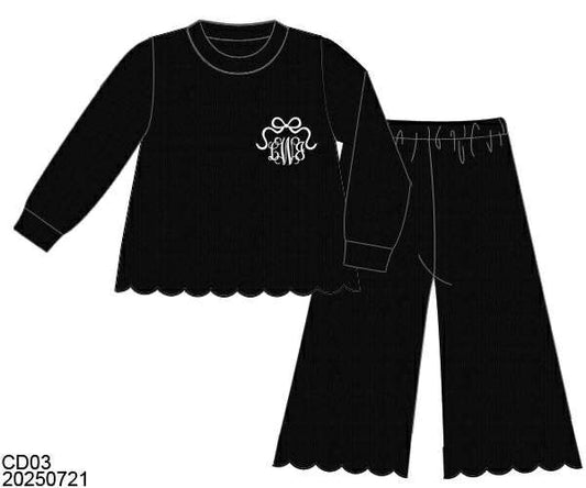 WS PO80: Girls Flared Cardigan Set BLACK