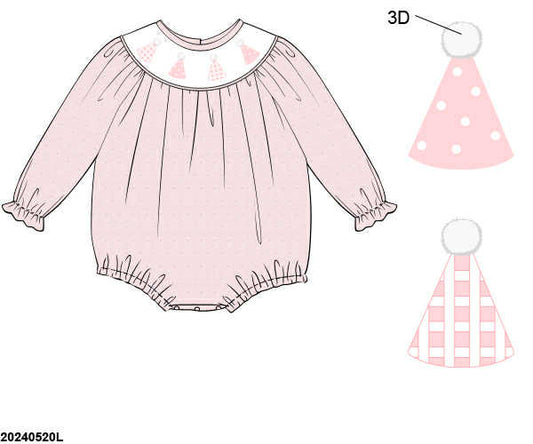 WS PO80: Girls Party Hat Smocked Bubble