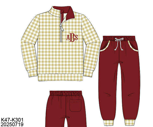 WS PO80: Boys Winter Jogger Set BEIGE/MAROON