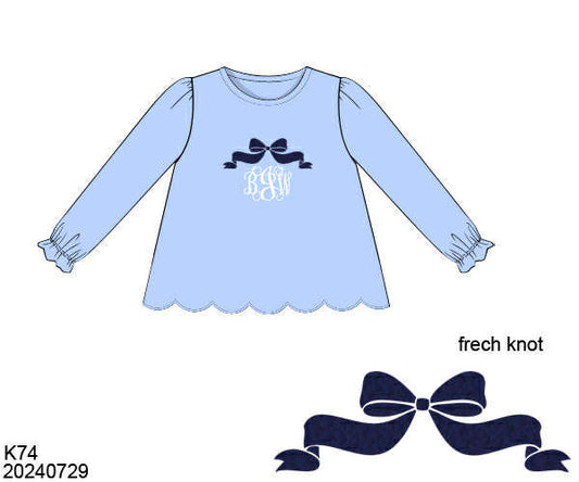 WS PO80: Girls Navy Bow Shirt Only