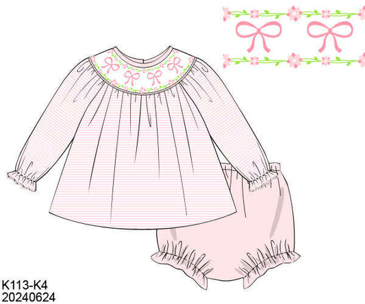 WS PO80: Girls Bow Trellis Bloomer Set