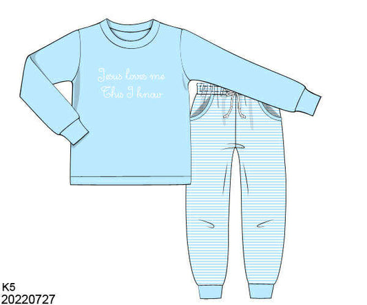 WS PO80: Boys Jesus Loves Me Pants Set