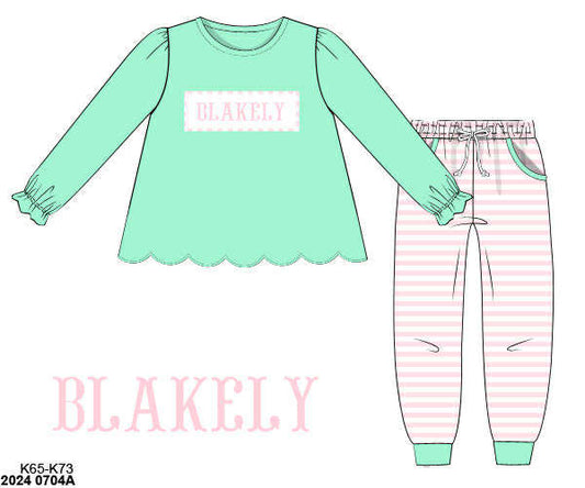 WS PO80: Girls Mint Name Smock Play Set