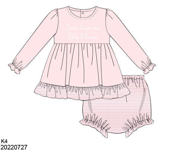 WS PO80: Girls Jesus Loves Me Bloomer Set