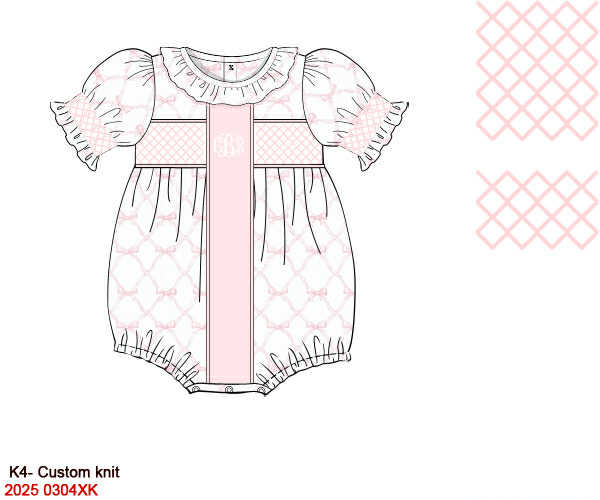 WS PO82: Girls Pink Bow Trellis Bubble