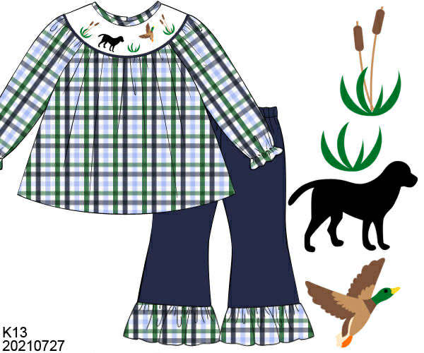 WS PO80: Girls Duck Hunt Pants Set