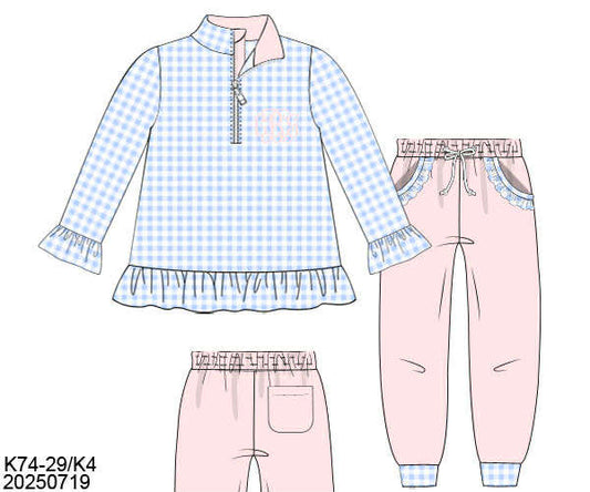 WS PO80: Girls Winter Jogger Set PINK/BLUE