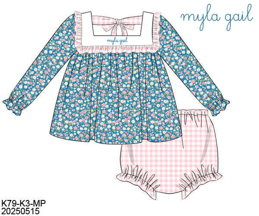 WS PO80: Girls Bluebell Meadow Bloomer Set