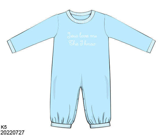 WS PO80: Boys Jesus Loves Me Romper